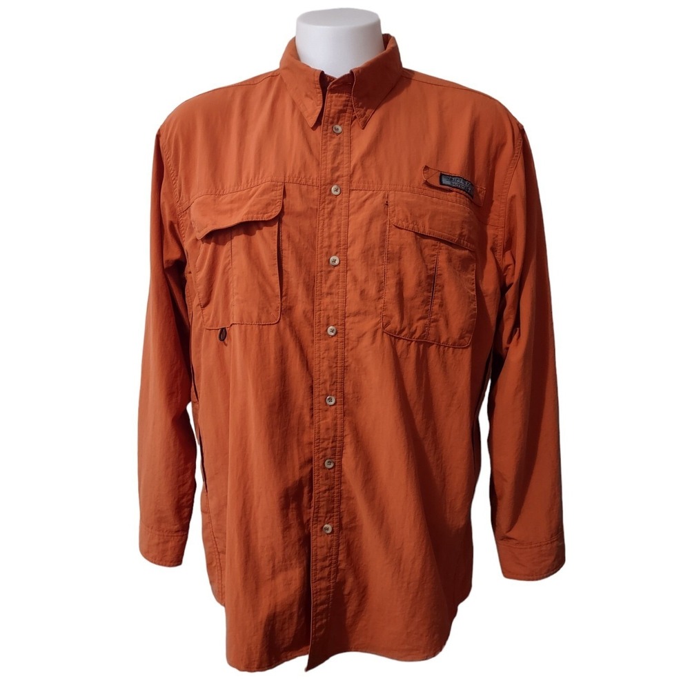 Drift‎ Creek Outdoors Fishing Shirt Men's XL Vented Orange Long Sleeve Pockets